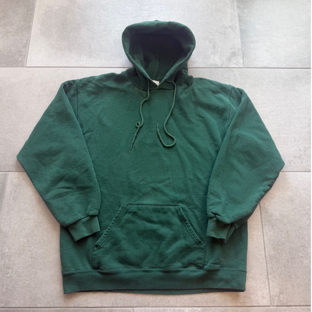 Vintage Lee Premium Cotton Hoodie Forest Green Mens L Sweatshirt Blank